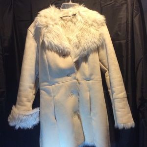 Suede look faux fur coat